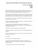 Ensayo sobre ISO 22301 de Continuidad de negocios