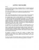 LA ÉTICA Y SUS VALORES