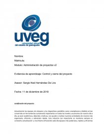 Evidencia de aprendizaje: Control y cierre del proyecto. Página 1