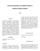 POLITICA NACIONAL DE COMPETITIVDAD Y PRODUCTIVIDAD CONPES