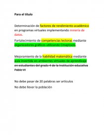 Determinación de factores de rendimiento académico en programas virtuales implementando minería de datos. Página 1