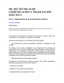 TÉCNICAS DE COMUNICACIÓN Y NEGOCIACIÓN EFECTIVA. Foro 1. Importancia de la comunicación efectiva