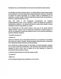 PROGRAMA DEL 210 ANIVERSARIO DEL NATALICIO DE DON BENITO JUAREZ GARCIA. Página 1