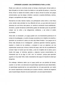 APRENDER JUGANDO: UNA EXPERIENCIA PARA LA VIDA. Página 1