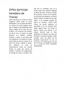 Mitos y leyendas. Orfeo (príncipe heredero de Tracia)