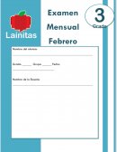 EXAMEN MENSUAL TERCERO PRIMARIA s/r