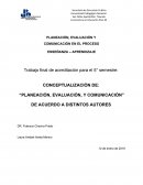 PLANEACIÓN, EVALUACIÓN Y COMUNICACIÓN EN EL PROCESO ENSEÑANZA – APRENDIZAJE