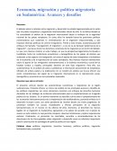 Economía, migración y política migratoria en Sudamérica: Avances y desafíos