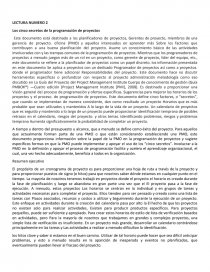 Los cinco secretos de la programación de proyectos. Página 1