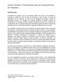 Ensayo Filosófico: Ética Kantiana sobre la Comercialización de Trasplantes