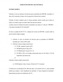 EJERCICIOS PRUEBA TRANSVERSAL. INTERES SIMPLE. Página 1