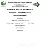 Síntesis de artículos. Factores que afectan el crecimiento de los microorganismos