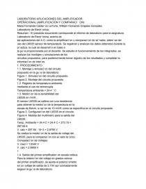 LABORATORIO APLICACIONES DEL AMPLIFICADOR OPERACIONAL. Página 1