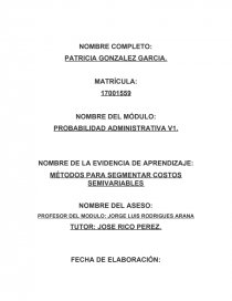 MÉTODOS PARA SEGMENTAR COSTOS SEMIVARIABLES. Página 1