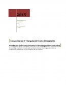 Categorización Y Triangulación Como Procesos De Validación Del Conocimiento En Investigación Cualitativa