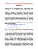 CONTENIDO Y ACTIVIDADES CORRESPONDIENTES INGLÈS II