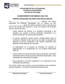 CONSENTIMIENTO INFORMADO ADULTOS. Página 1