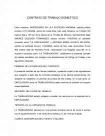CONTRATO DE TRABAJO DOMESTICO. Página 1
