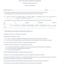Evaluación de Filosofía. Página 1