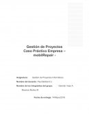 Gestion Proyectos crear una empresa dedicada a realizar mantención básica de vehículos a domicilio previo encargo