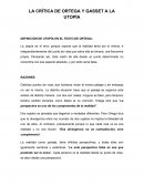LA CRÍTICA DE ORTEGA Y GASSET A LA UTOPÍA