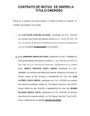 CONTRATO DE MUTUO DE DINERO A TITULO ONEROSO