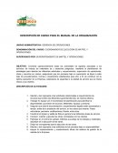 DESCRIPCIÓN DE CARGO PARA EL MANUAL DE LA ORGANIZACIÓN