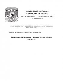 RESEÑA CRÍTICA SOBRE LA OBRA “ROSA DE DOS AROMAS”. Página 1