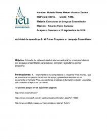 Activida de Aprendijaze 2 Lenguaje de Programacion. Página 1