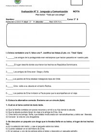 Plan lector: “Todo por una amiga”. Página 1