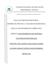 MANTENIMIENTO DE SISTEMAS ELÉCTRICOS INDUSTRIALES. Página 1