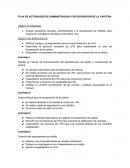 PLAN DE ACTIVIDADES DE ADMINISTRACION Y RECUPERACION DE LA CARTERA
