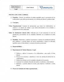 POLÍTICA DE CLIMA LABORAL. Página 1