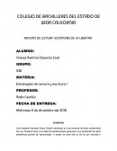 REPORTE DE LECTURA ¨ESCRITORES DE LA LIBERTAD¨
