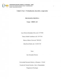 Fase 3 - Profundización, desarrollo y comprensión PSICOLOGÍA POLÍTICA. Página 1