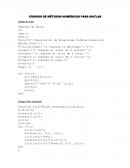 Códigos de métodos numéricos para MATLAB