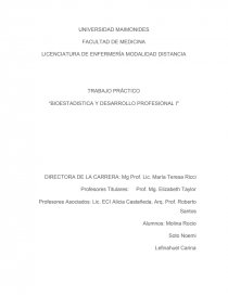 TRABAJO PRÁCTICO “BIOESTADISTICA Y DESARROLLO PROFESIONAL I. Página 1