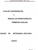 PLAN DE CONTINGENCIAS Y MANUAL DE OPERACIONES EN PRIMEROS AUXILIOS