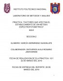 PRACTICA: “FACTORES QUE AFECTAN EL ESTABLECIMIENTO DE UN METODO ESPECTROFOTOMETRICO”