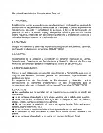 Manual de Procedimientos: Contratación de Personal. Página 1