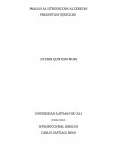 ANALISIS AL INTRODUCCION AL DERECHO. PREGUNTAS Y EJERCICIOS