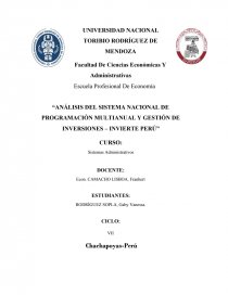 Análisis del sistema nacional de programación multianual y gestión de inversiones – Invierte Perú. Página 1