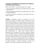 CUIDADOS DE ENFERMERIA EN PACIENTES POST OPERADOS DE ARTROPLASTIA DE RODILLA