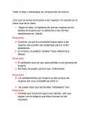 Taller niveles y estrategias de comprensión de lectura