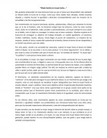 Ensayo filosófico, lucha de mujeres, aborto legal, separación iglesia/estado. Página 1