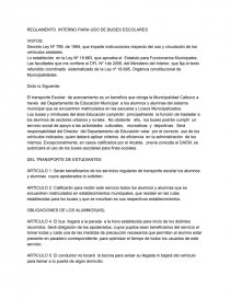 REGLAMENTO INTERNO PARA USO DE BUSES ESCOLARES. Página 1