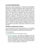 LA CULTURA ORGANIZACIONAL Indicadores y manifestaciones culturales