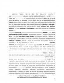 Ejemplo de Acta Constitutiva de Comandita Simple de Capital Variable. Página 1