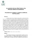 La conducta de los niños frente a los diversos estilos de enseñanza
