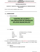 Centro de acopio y valorizacion de residuos solidos municipales